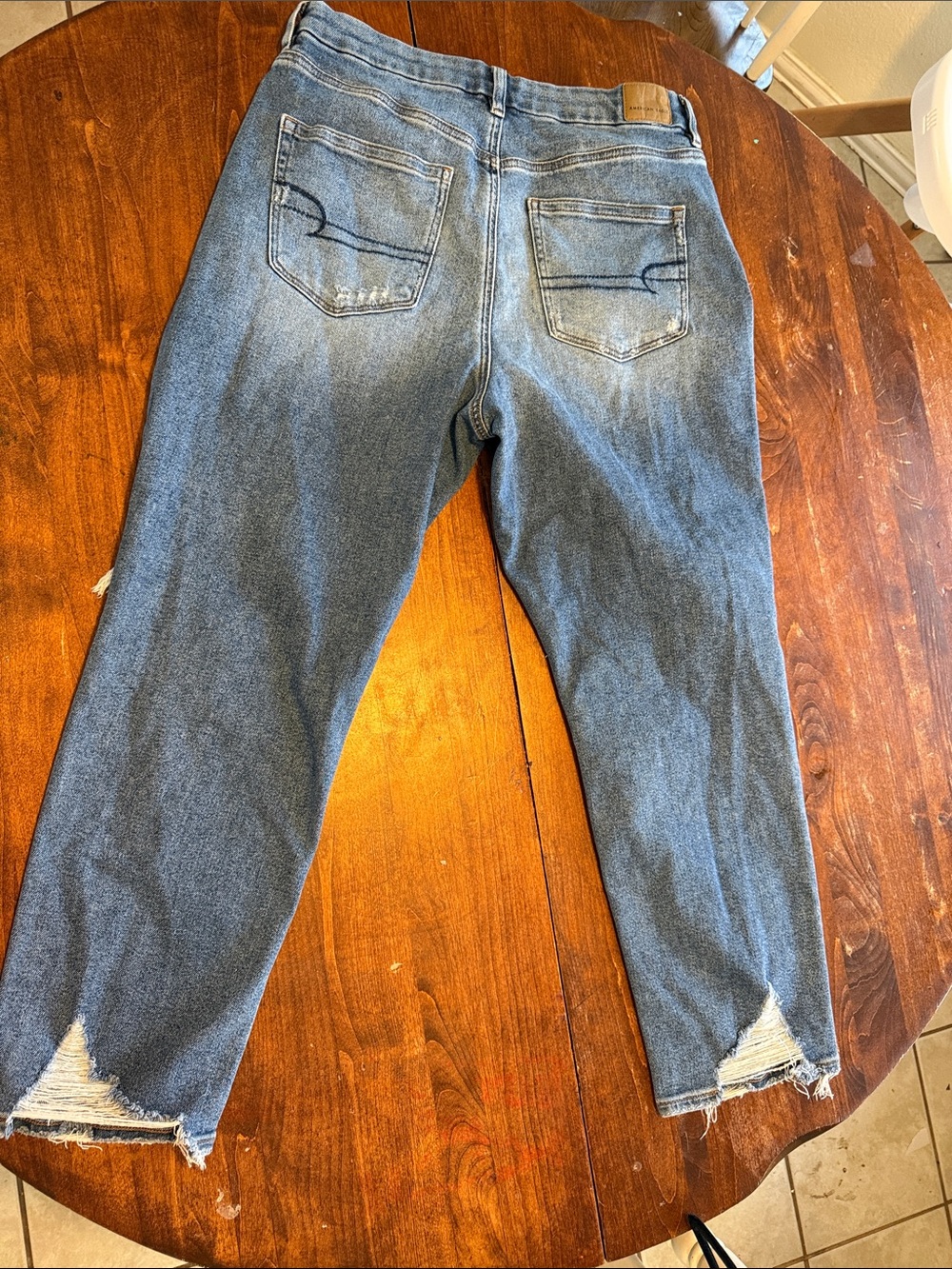 Womens Distressed Blue Denim Jeans - Picture 5 of 5